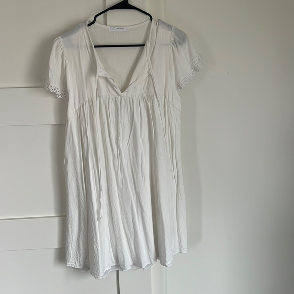 Womens white babydoll style dress size L